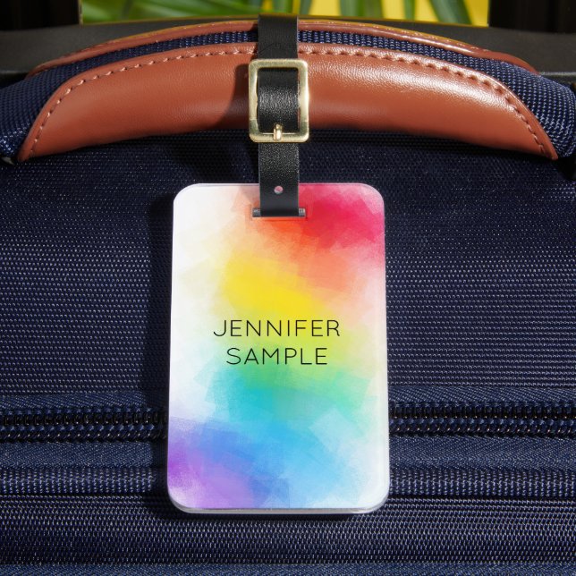 Benutzerdefinierte Regenbogenfarben Moderne elegan Gepäckanhänger (Vorderseite Insitu 2)
