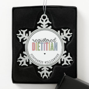 Benutzerdefinierte registrierte Diätitin mehrfarb Schneeflocken Zinn-Ornament