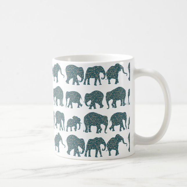 Benutzerdefinierte Reihen von Paisley-Elefanten, W Kaffeetasse (Rechts)