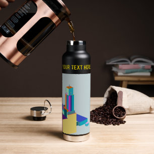 Benutzerdefinierte Retro-3D-Pixel-Art-Stadt-Skylin Trinkflasche