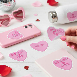 Benutzerdefinierte Retro-Candy-Herz-4-Pink-Vinyl-A Aufkleber