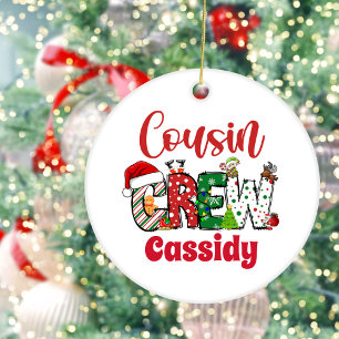 Benutzerdefinierte Retro-Cousin-Crew Weihnachten Keramik Ornament