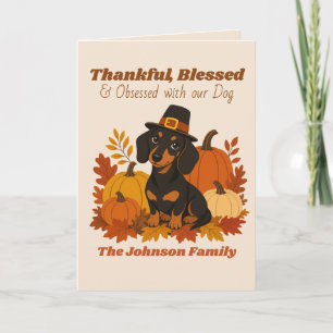 Benutzerdefinierte Retro-Dachshund-Thanksgiving-Fo Karte