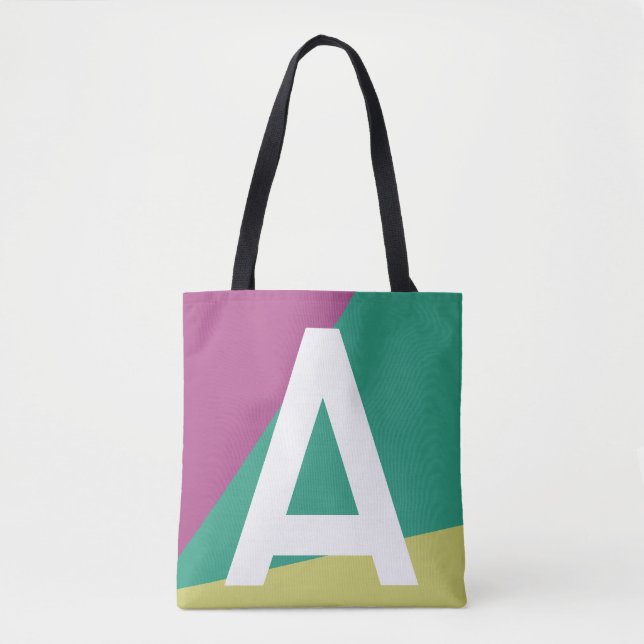 Benutzerdefinierte Retro-Farbblock-Monogramm-Tasch Tasche (Vorderseite)