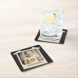 Benutzerdefinierte Retro-Foto-Partygeschenke Feier Rechteckiger Pappuntersetzer