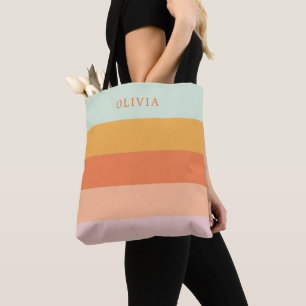 Benutzerdefinierte Retro-Geometrie-Streifen Mint P Tasche