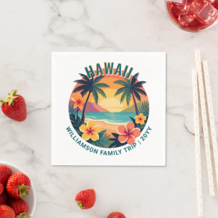 Benutzerdefinierte Retro-Hawaii-Tropen-Urlaubs-Fam Serviette