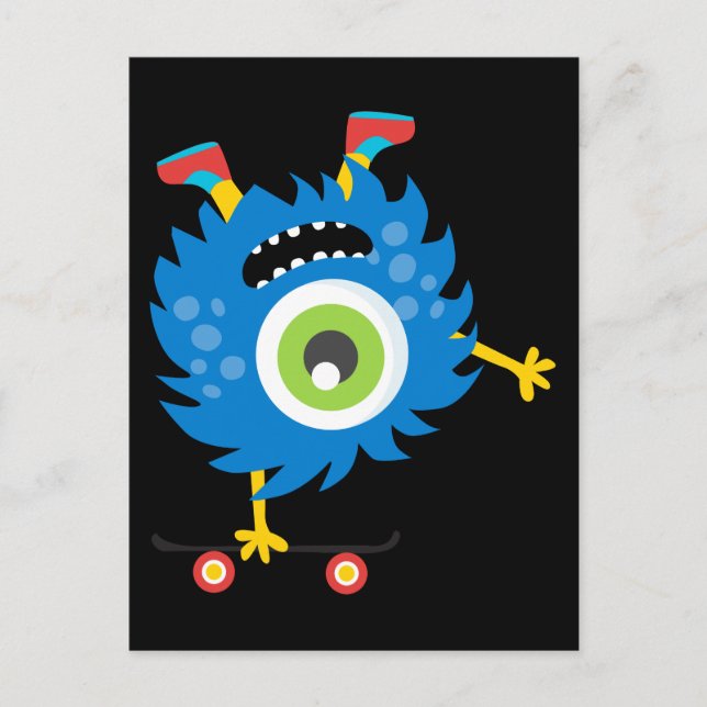 Benutzerdefinierte Retro-Monster-Alien Postkarte (Vorderseite)