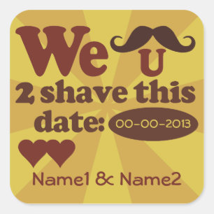 Benutzerdefinierte Retro-Mustache Rett-The-Date-Au Quadratischer Aufkleber
