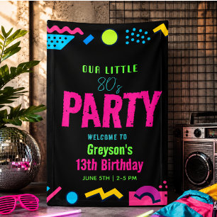 Benutzerdefinierte Retro-Neon-80er-Geburtstagsfeie Banner
