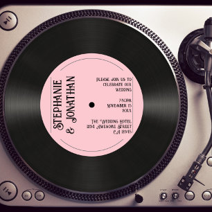 Benutzerdefinierte Retro-Rosa-Attrappe einer Vinyl Einladung
