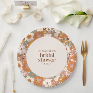 Benutzerdefinierte Retro-Terrakotta-Boho-Floral-Br Pappteller