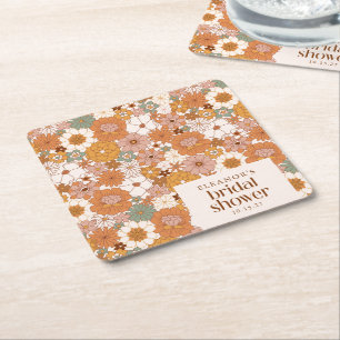 Benutzerdefinierte Retro-Terrakotta-Boho-Floral-Br Rechteckiger Pappuntersetzer
