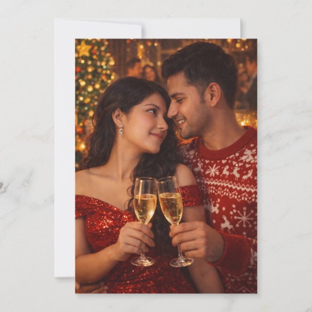 "Benutzerdefinierte romantische Weihnachts-Paar-Fo Feiertagskarte (Vorderseite)