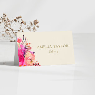Benutzerdefinierte rosa Aquarell-Blumen-Hochzeitsp Tischnummer
