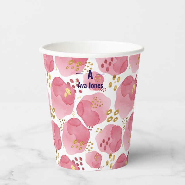 Benutzerdefinierte rosa Blumenpapiergruppen - Blus Pappbecher (Vorderseite)
