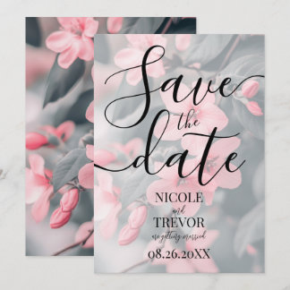 Benutzerdefinierte rosa Blüten grüne Blätter Hochz Save The Date