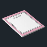 Benutzerdefinierte rosa Farbe weiß, bestellbar Notizblock<br><div class="desc">Rosa (Hintergrundfarbe kann bearbeitet werden) personalisiertes Notizblock mit Ihrem Namen oder beliebigem Text,  den Sie oben auswählen.</div>