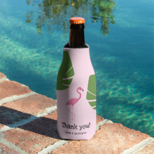 Benutzerdefinierte Rosa Flamingo Tropische Hochzei Flaschenkühler