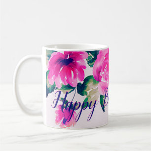 benutzerdefinierte rosa floral kaffeetasse