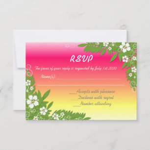 Benutzerdefinierte rosa gelbe Hibiskus UAWG Hochze RSVP Karte