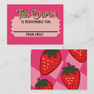 Benutzerdefinierte rosa Gelbe Strawbere Coupon-Kar Mitteilungskarte