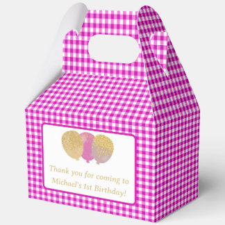Benutzerdefinierte rosa Gingham-Ballons zum Geburt Geschenkschachtel