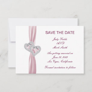 Benutzerdefinierte rosa Herz-Save the Date-Karte Einladung