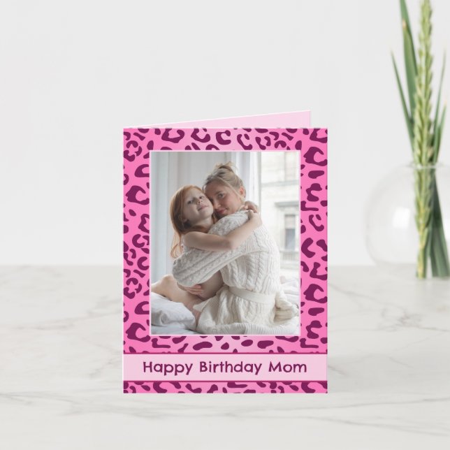 Benutzerdefinierte rosa Leopard Print Mama Geburts Karte (Vorderseite)