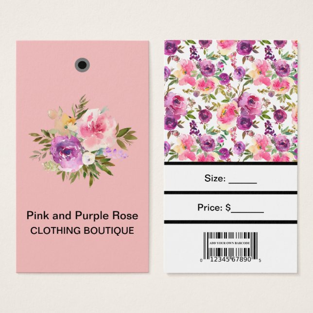 Benutzerdefinierte rosa Lila Rose mit Bar Code-Pre (Vorne & Hinten)