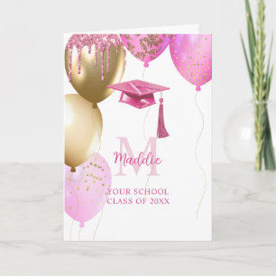 Benutzerdefinierte rosa Mädchen-Abschlussfeier Karte