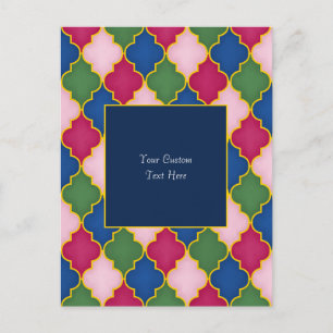 Benutzerdefinierte rosa marokkanische Fliese (blau Postkarte