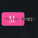 Benutzerdefinierte rosa monogramm Gepäckmarke für Gepäckanhänger<br><div class="desc">Individuell rosa monogramm Gepäckanhänger für Frauen. Personalisiertes Gepäcketikett für Gepäck und Koffer. Eleganter Bitterday oder Muttertag Geschenkidee für sie. Stilvolle Skripttypografie-Vorlage für den Namen.</div>