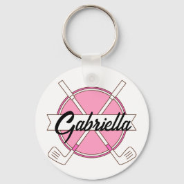 Benutzerdefinierte rosa personalisierte Golfschläg Schlüsselanhänger