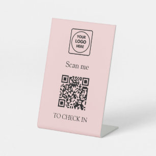 Benutzerdefinierte rosa QR-Anmeldung Darstellung Sockelschild