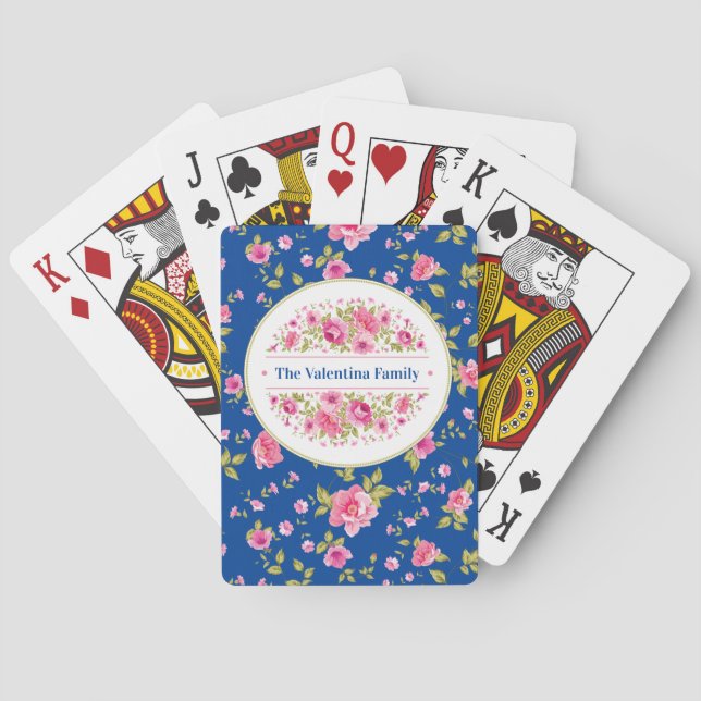 Benutzerdefinierte rosa Rosen Spielkarten (Rückseite)