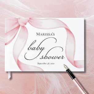 Benutzerdefinierte rosa Schleife Baby Shower Gästebuch