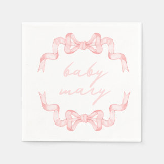 Benutzerdefinierte rosa Schleife Baby Shower Servi Serviette