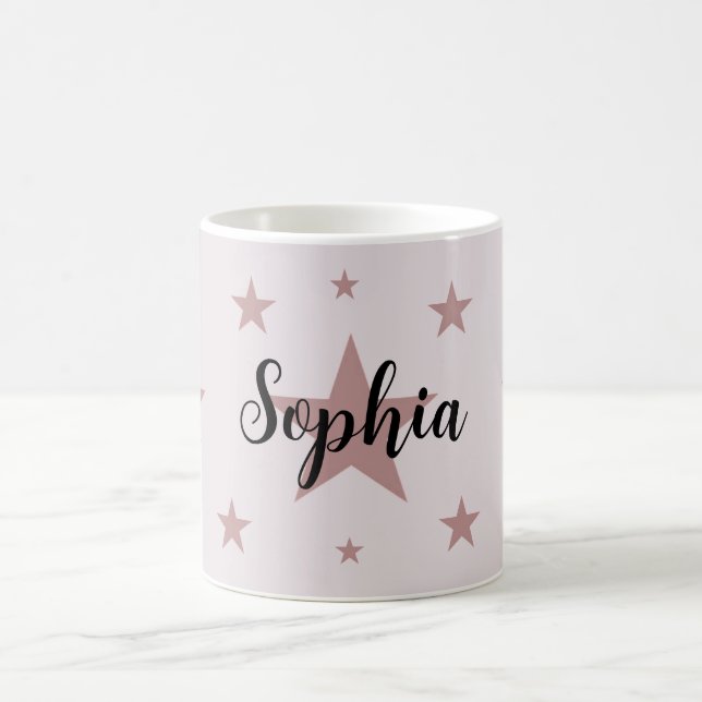 Benutzerdefinierte Rosa-Sterne-Tasse - Personalisi Kaffeetasse (Mittel)