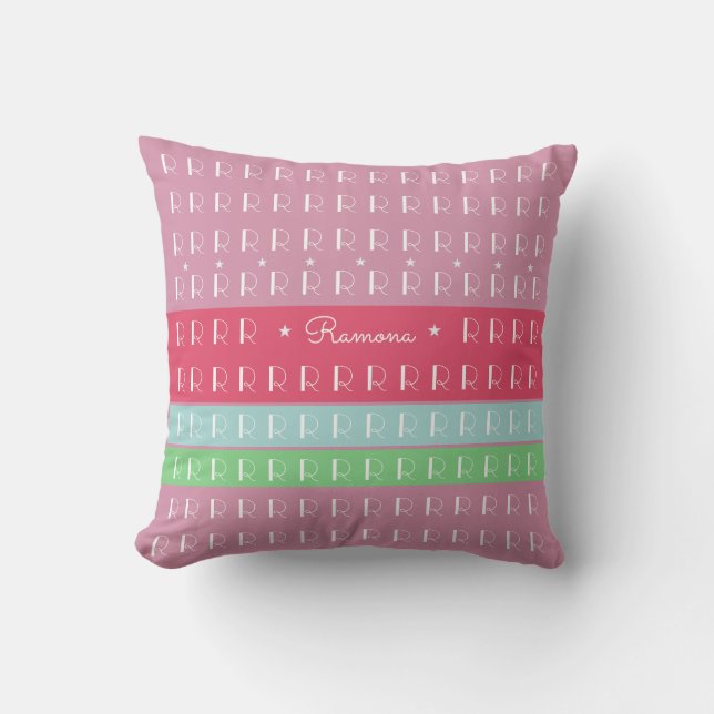 benutzerdefinierte rosa Typografie mit pastellfarb Kissen Für Draußen (Vorderseite)