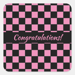Benutzerdefinierte rosa und schwarze Karton Quadratischer Aufkleber