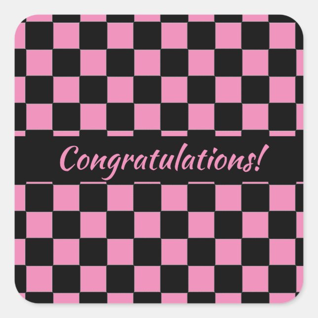 Benutzerdefinierte rosa und schwarze Karton Quadratischer Aufkleber (Vorderseite)