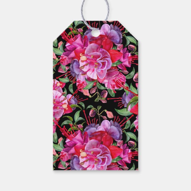 Benutzerdefinierte rosa und schwarze Wasserfarbe F Geschenkanhänger (Vorderseite)