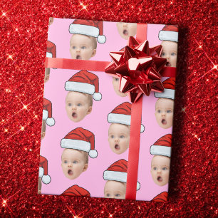 Benutzerdefinierte rosa Weihnachts-Gesichts-Foto-S Geschenkpapier