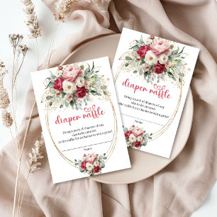 Benutzerdefinierte rosafarbene Blumenwindel-Raffle Begleitkarte