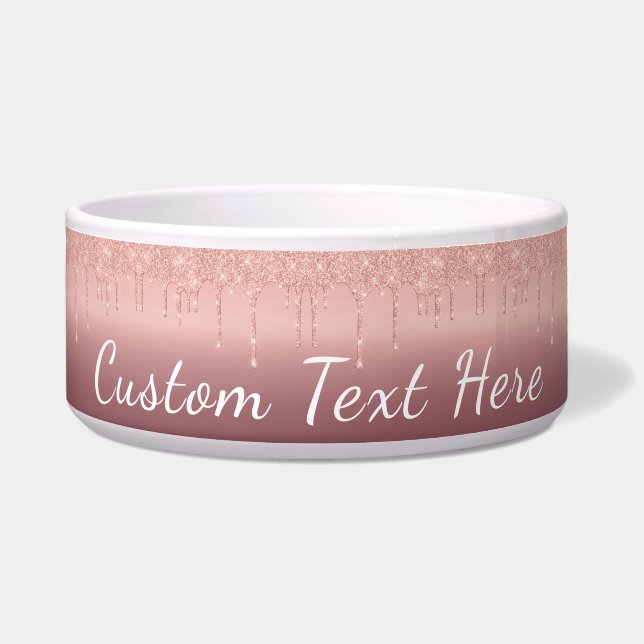 Benutzerdefinierte Rose Gold Blush Glitzer SPet Bo Napf (Vorderseite)