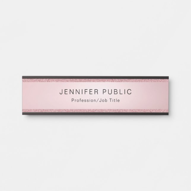 Benutzerdefinierte Rose Gold Glitzer Moderne Elega Türschild (Vorderseite )