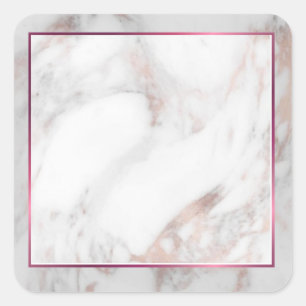 Benutzerdefinierte Rose Gold Marmor Leere Vorlage  Quadratischer Aufkleber