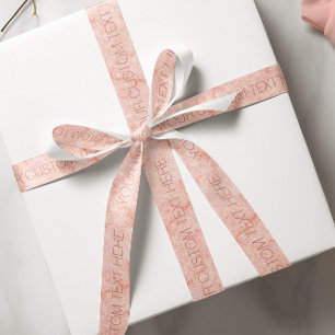Benutzerdefinierte Rose Gold Text + Rosa Marmorqua Satinband