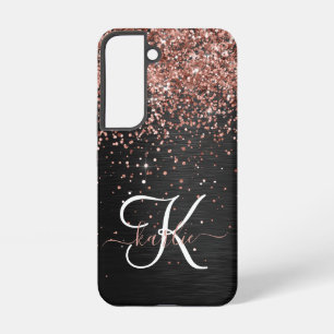 Benutzerdefinierte Roségold Glitter Schwarz Glanz Samsung Galaxy Hülle